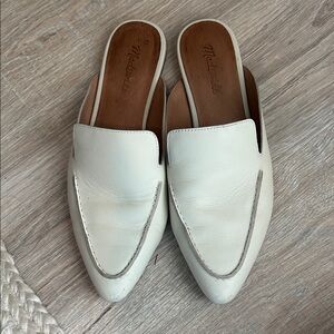 Madewell Ivory Leather Mules